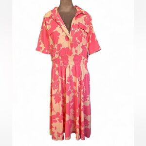 Halogen x Atlantic Pacific smoked floral midi dress Medium NWT
